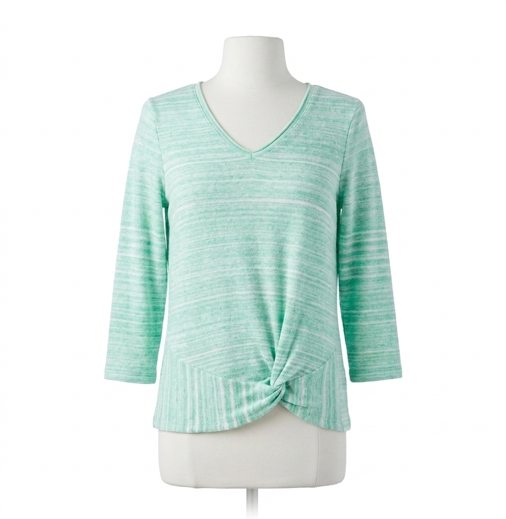 NEW NIC + ZOE spacedye vital twist sweater in green mix